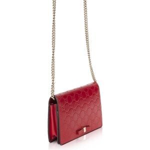 Gucci Red Patent Leather Chain Shoulder Crossbody